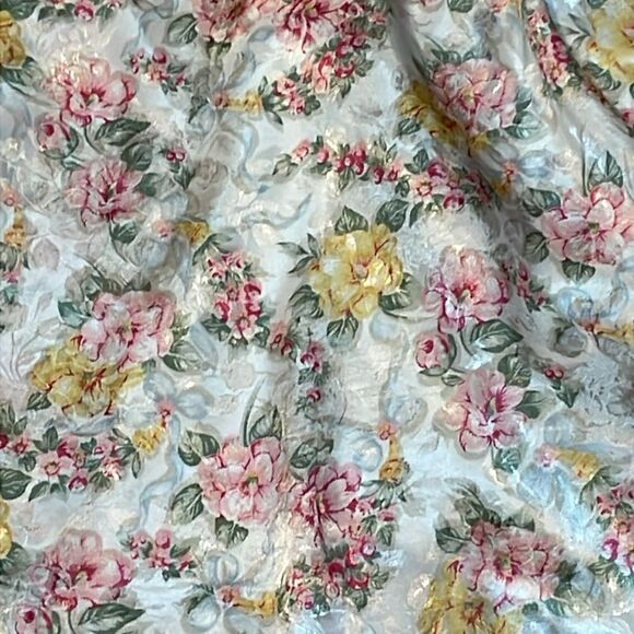 Vintage Floral Kimono-style Short Satin Robe, coquette , USA, Small - Picture 4 of 6